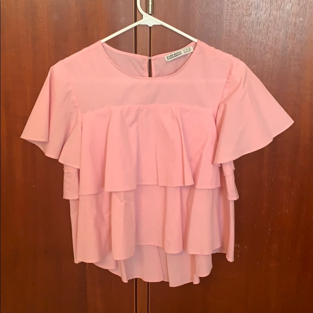 Baby Pink Ruffled Blouse Zara